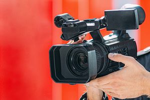 Digital Video Camera, Red Background