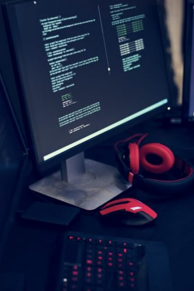 Computer code on screens